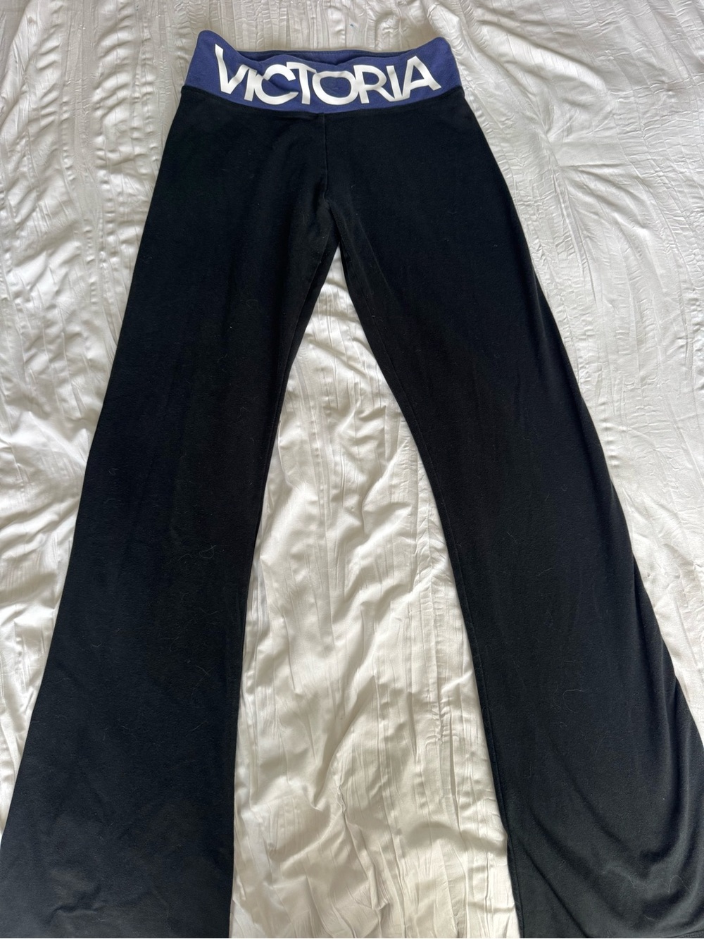 Victoria's Secret Flare Leggings Black Spellout Logo
